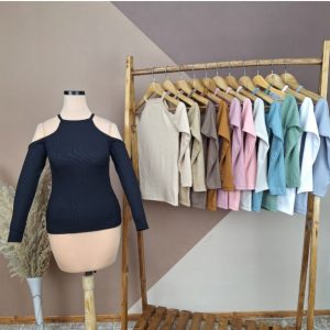 تیشرت آستین بلند سر شانه باز فری سایز تا 44