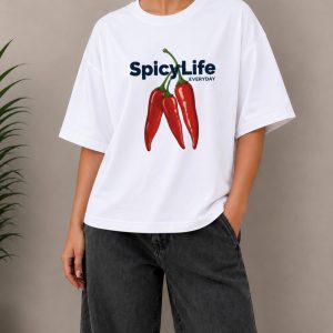 تیشرت زنانه چاپ spicy life  فری سایز تا XL