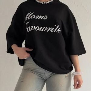 تیشرت زنانه چاپ Moms favurite فری سایز XXL